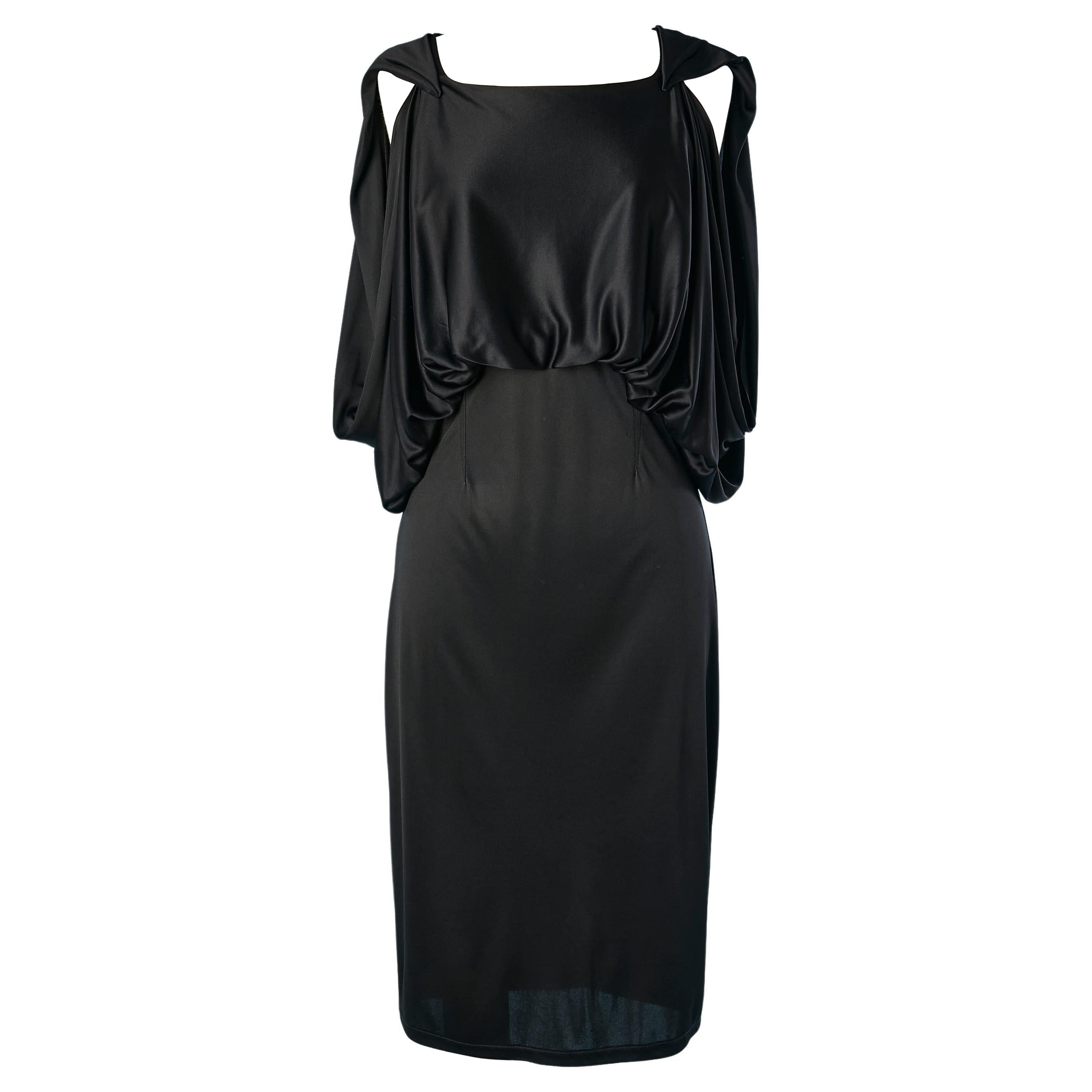 Black cocktail dress drape on the bust Givenchy at 1stDibs