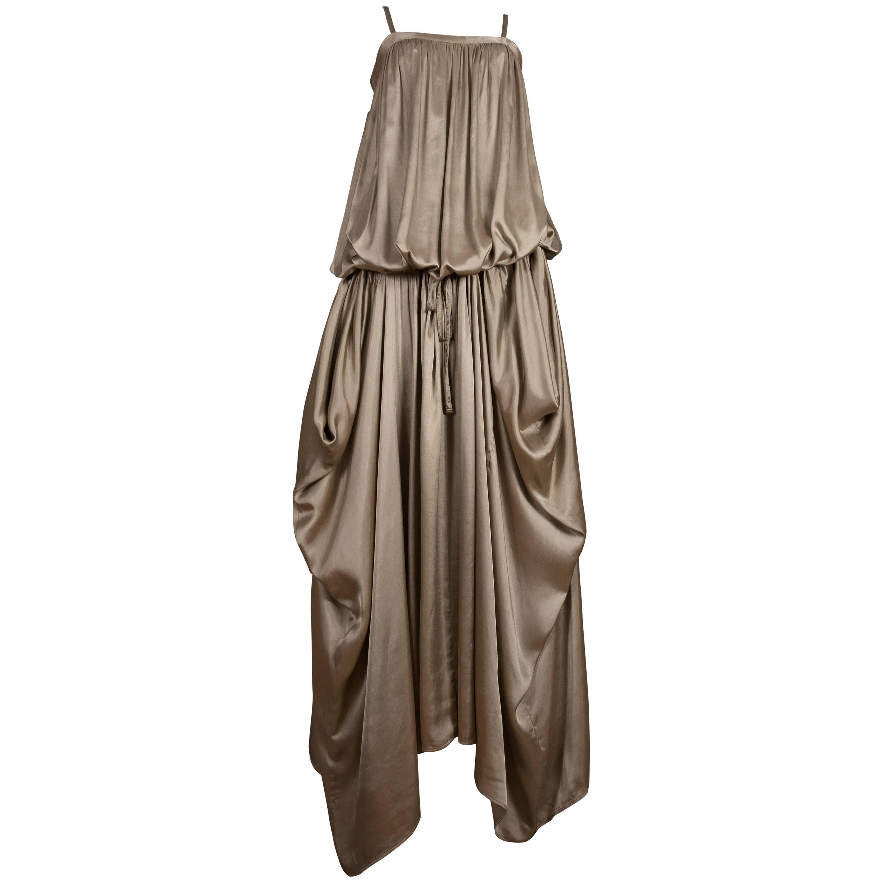 Kenzo Jap taupe viscose drawstring evening dress, circa 1977