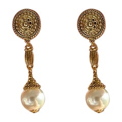 Boucles d'oreilles en perles étrusques en or vintage