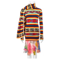 Christian Dior by John Galliano colourful striped knitted 3 piece set, fw 2001