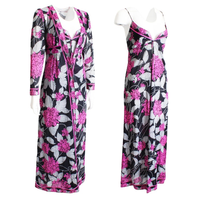 Emilio Pucci Nightgown and Robe Set 2pc Set Loungewear Vintage 70s
