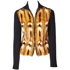 Tom Ford for Gucci Fur and Wool Knit Zip Front Cardigan