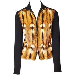 Tom Ford for Gucci Fur and Wool Knit Zip Front Cardigan 3