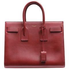 Saint Laurent Small Sac De Jour Red Leather Handbag w/ Shoulder Strap