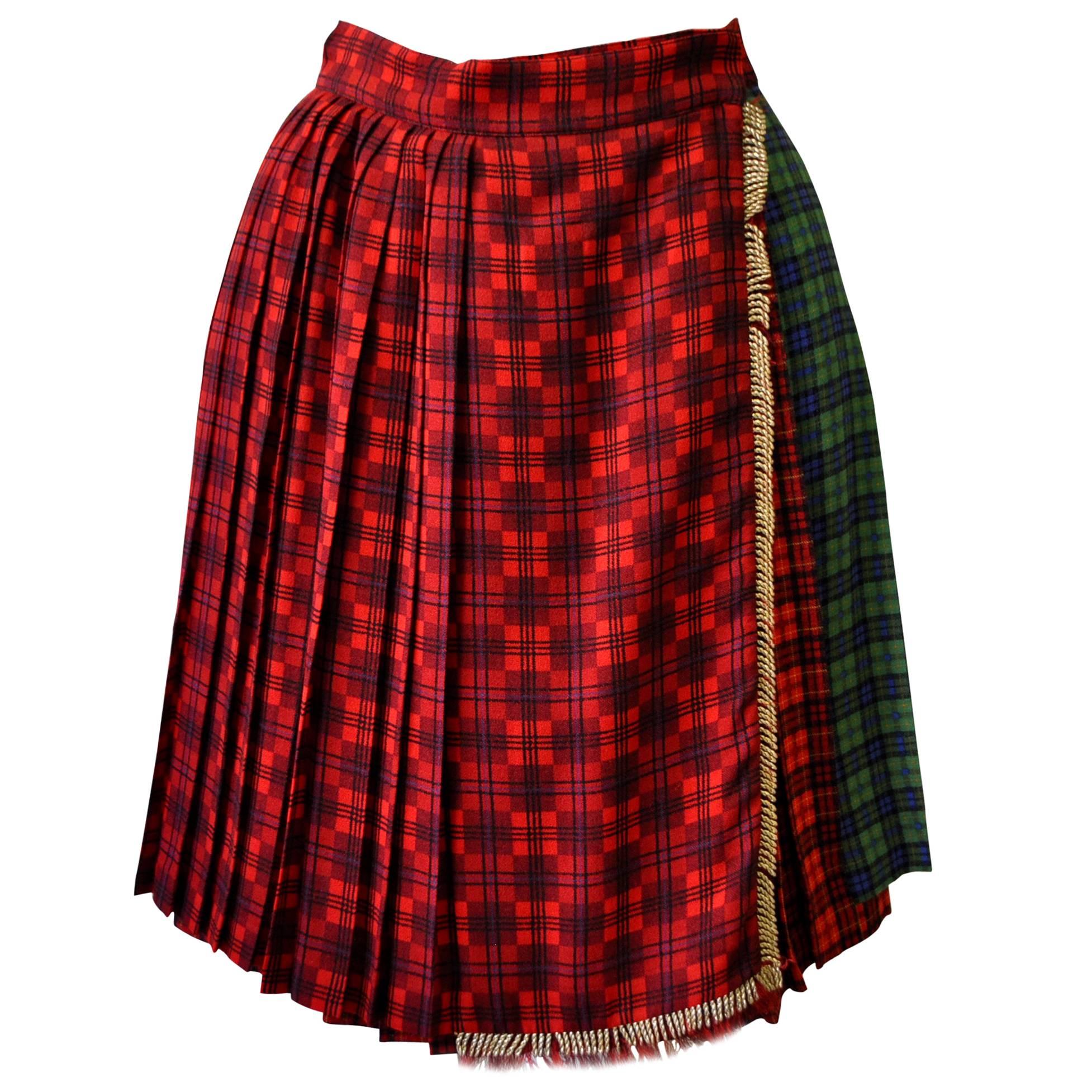 Important Gianni Versace Couture Bondage Collection Tartan Wrap Skirt For Sale