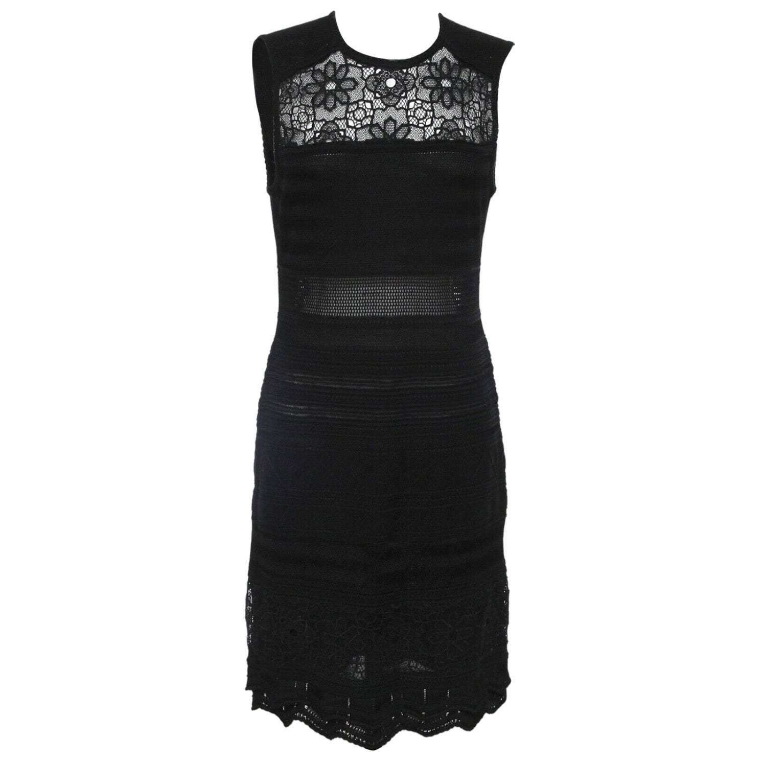 ROBERTO CAVALLI Black Knit Dress Sleeveless Viscose Elastane Slip-On Sz 44 For Sale