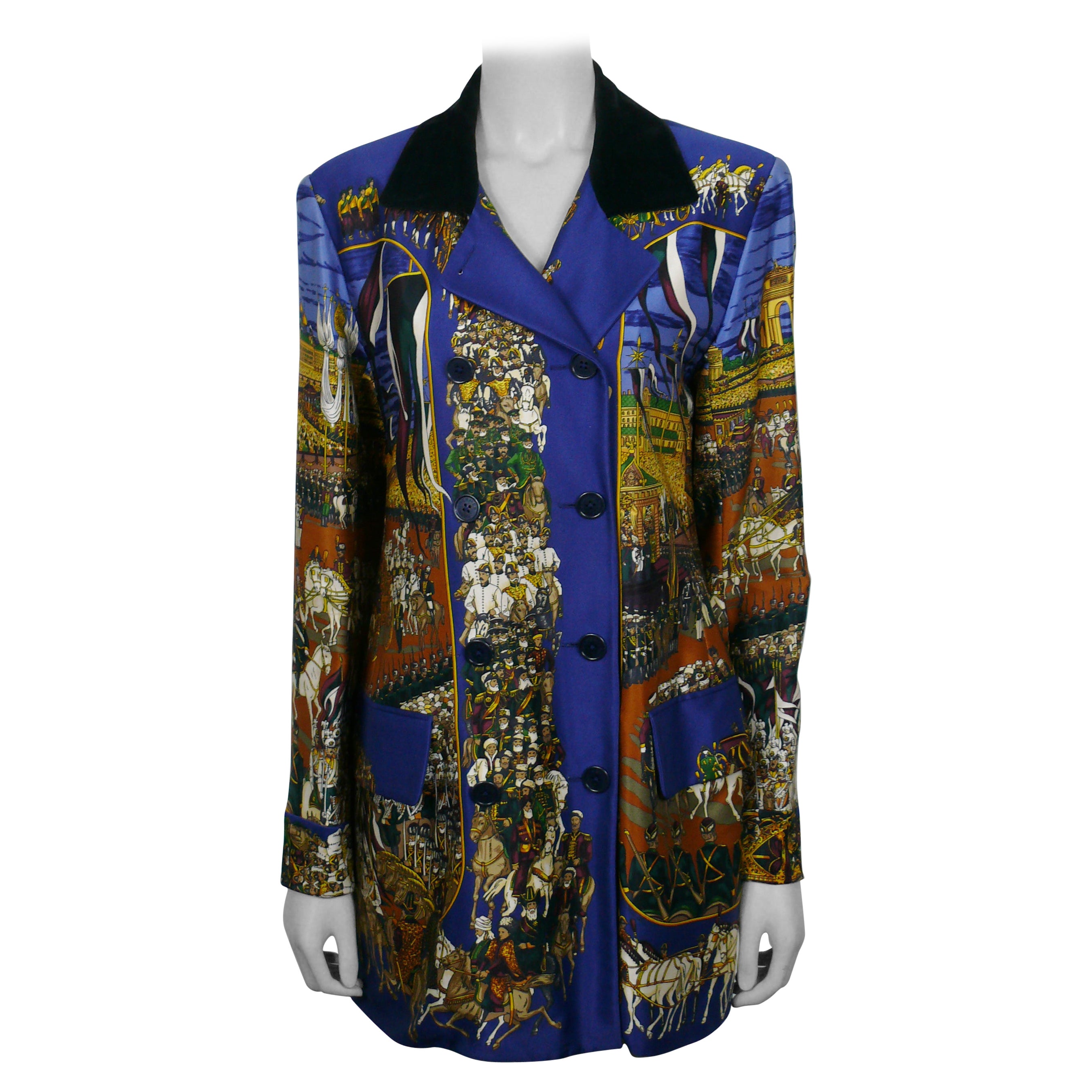 HERMES Vintage Grand Cortege à Moscou Silk Jacket  For Sale