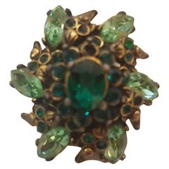 Vintage 1980s Hollycraft green Ring