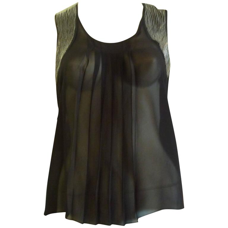 Dries Van Noten See-Through and Embellished Silk Top (36) at 1stDibs
