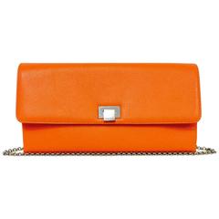 Tiffany & Co. Mandarin Orange Leather Piper Convertible Clutch Excellent Cond