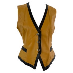 Gilet in pelle vintage anni '90 di Emanuel Ungaro