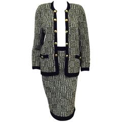Vintage Adolfo Black and White Wool Houdstooth Check Skirt Suit From Montaldo's 5