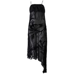 Mod Angelo Mozzillo Sheer Black Burnt Out Velvet Dress