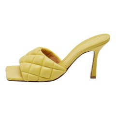 Bottega Veneta Yellow Leather Lido Slide Sandals Size 37.5