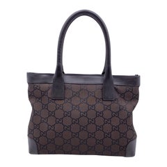 Used Gucci Brown Monogram Canvas Tote Bag Handbag