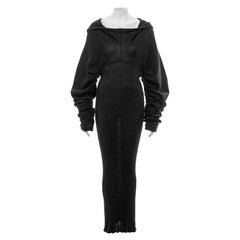 John Galliano black knitted cotton sailor-collar maxi dress, fw 1987