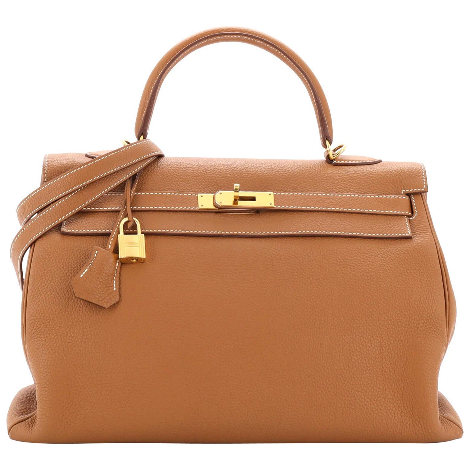 Hermes Kelly 28 Sellier Barenia Fauve Tan Leather Gold Hardware RARE at  1stDibs