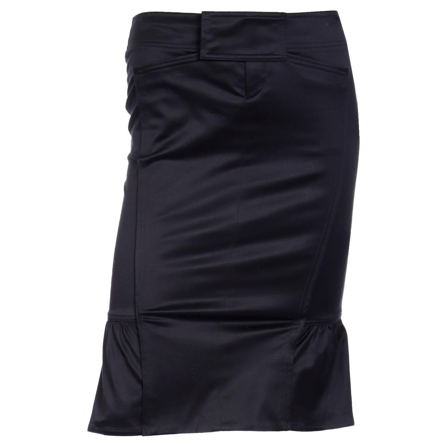 Tom Ford Gucci 2000s Black Tight Gathered Pencil Skirt  For Sale