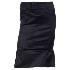 Tom Ford Gucci 2000s Black Tight Gathered Pencil Skirt 