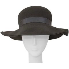 Vintage 80s Giorgio Armani Grey Felt Floppy Hat 