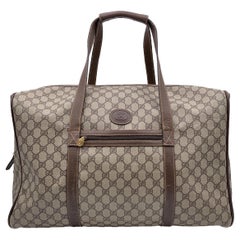 Gucci Retro Beige Monogram Canvas Weekender Travel Duffle Bag