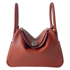 Hermes Lindy 26 Bag In Sienne With Palladium Hardware, Evercolor Leather