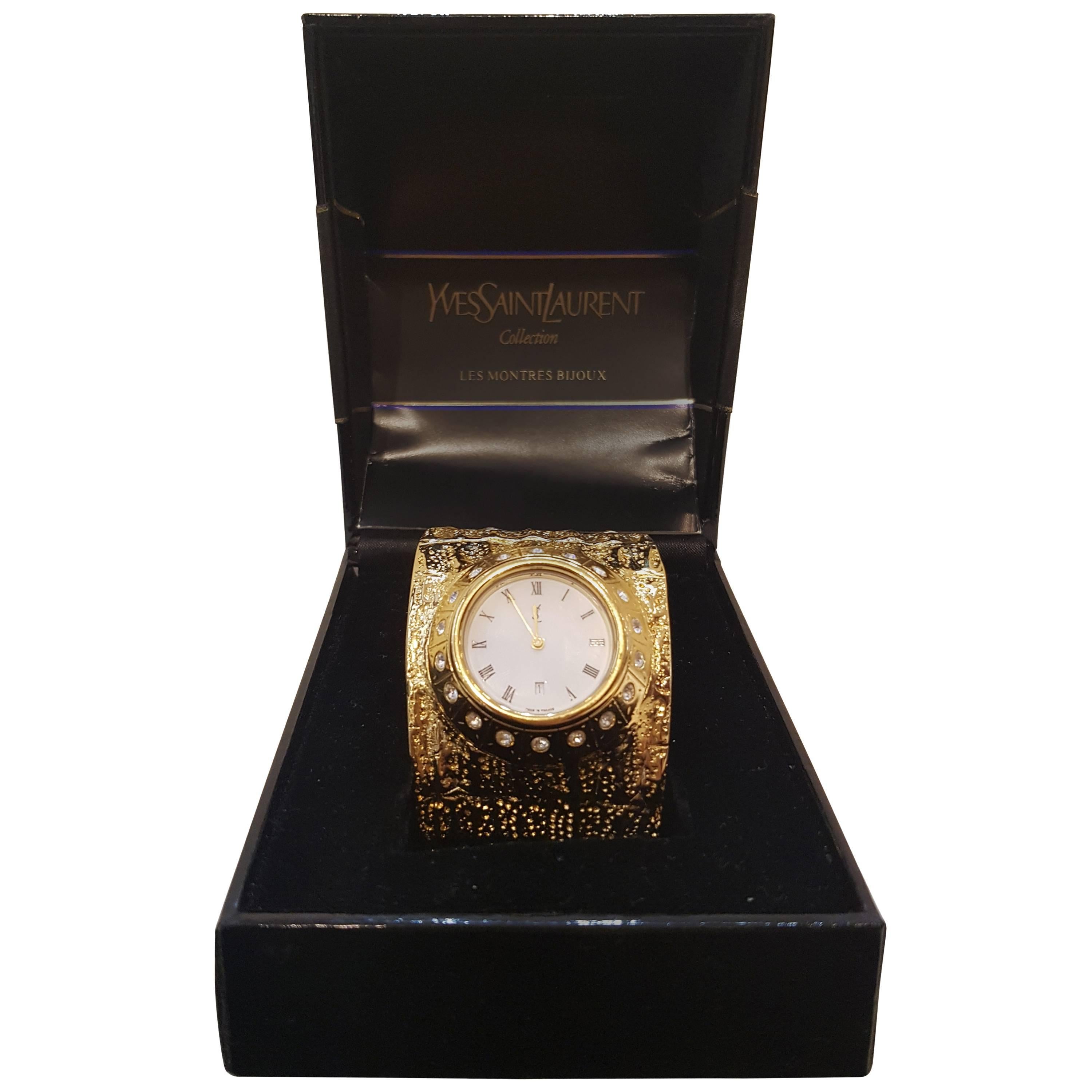 1990s Yves Saint Laurent Collection gold tone watch