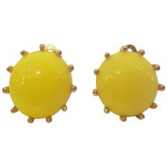 1980s Elsa Schiaparelli yellow clip-on earrings