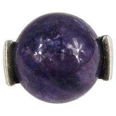 Vintage Sterling Silver Modernist Amethyst Ring 10