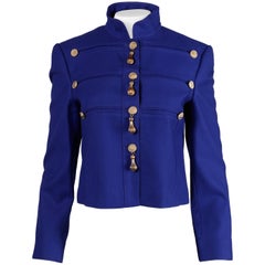 Louis Feraud Vintage Blue Wool Military Jacket