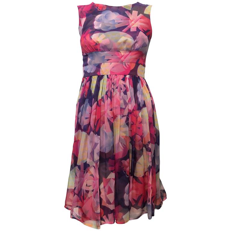 Chanel Multi-Color Silk Dress size 34 (2) For Sale at 1stDibs