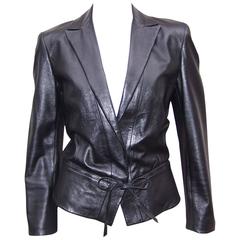 Edgy & Chic C.1990 Richard Tyler Black Leather Jacket