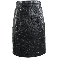 Christopher Kane Rosa Black Embossed Leather Pencil Skirt