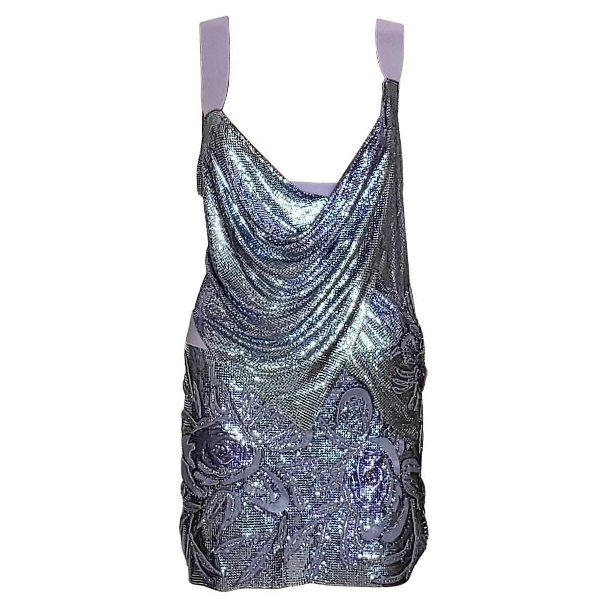 S/S 14 L#42 VERSACE METAL MESH CRYSTAL EMBELLISHED TOP and SKIRT SET SZ IT 38-2 For Sale