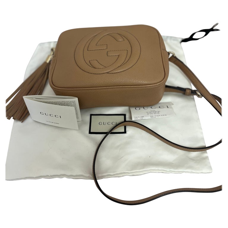 Gucci Soho Leather Disco bag beige Crossbody with Box