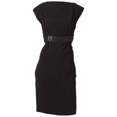 Gaultier Black Cocktail Dress w/ Metal Snaps Embellishment