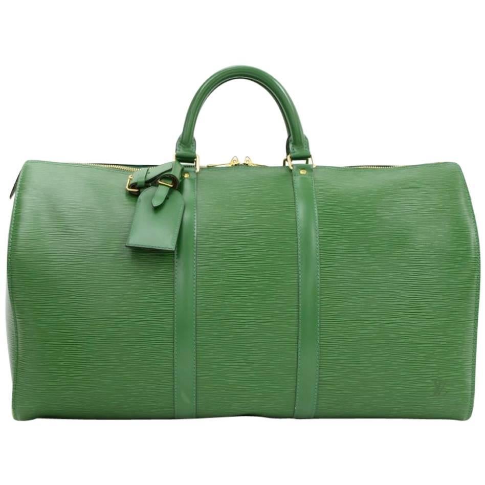 Vintage Louis Vuitton Keepall 50 Green Epi Leather Travel Bag