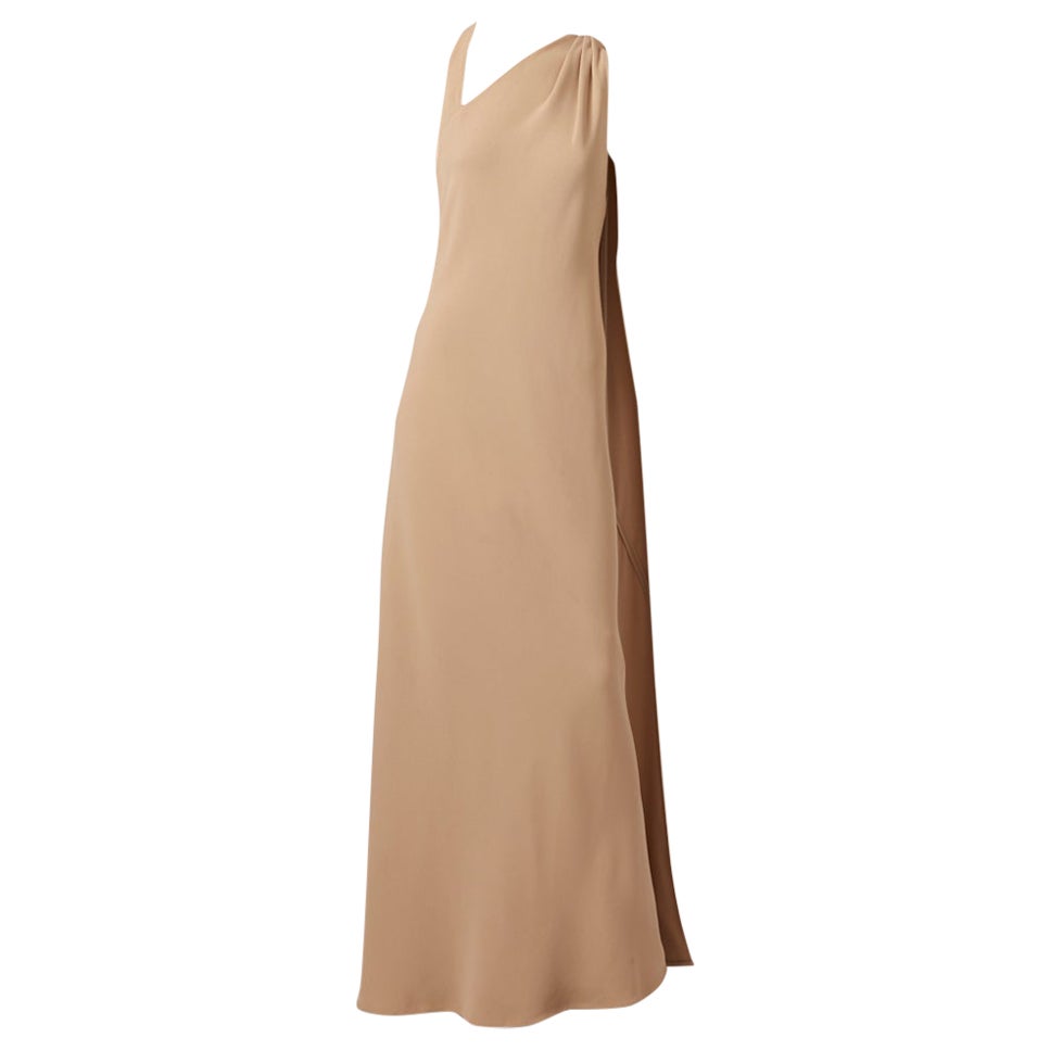 Chado Raplh Rucci Bias Cut Silk Crepe Gown with A Geometric Neckline For Sale