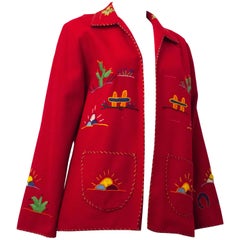50s Red Wool Embroidered Souvenir Jacket 