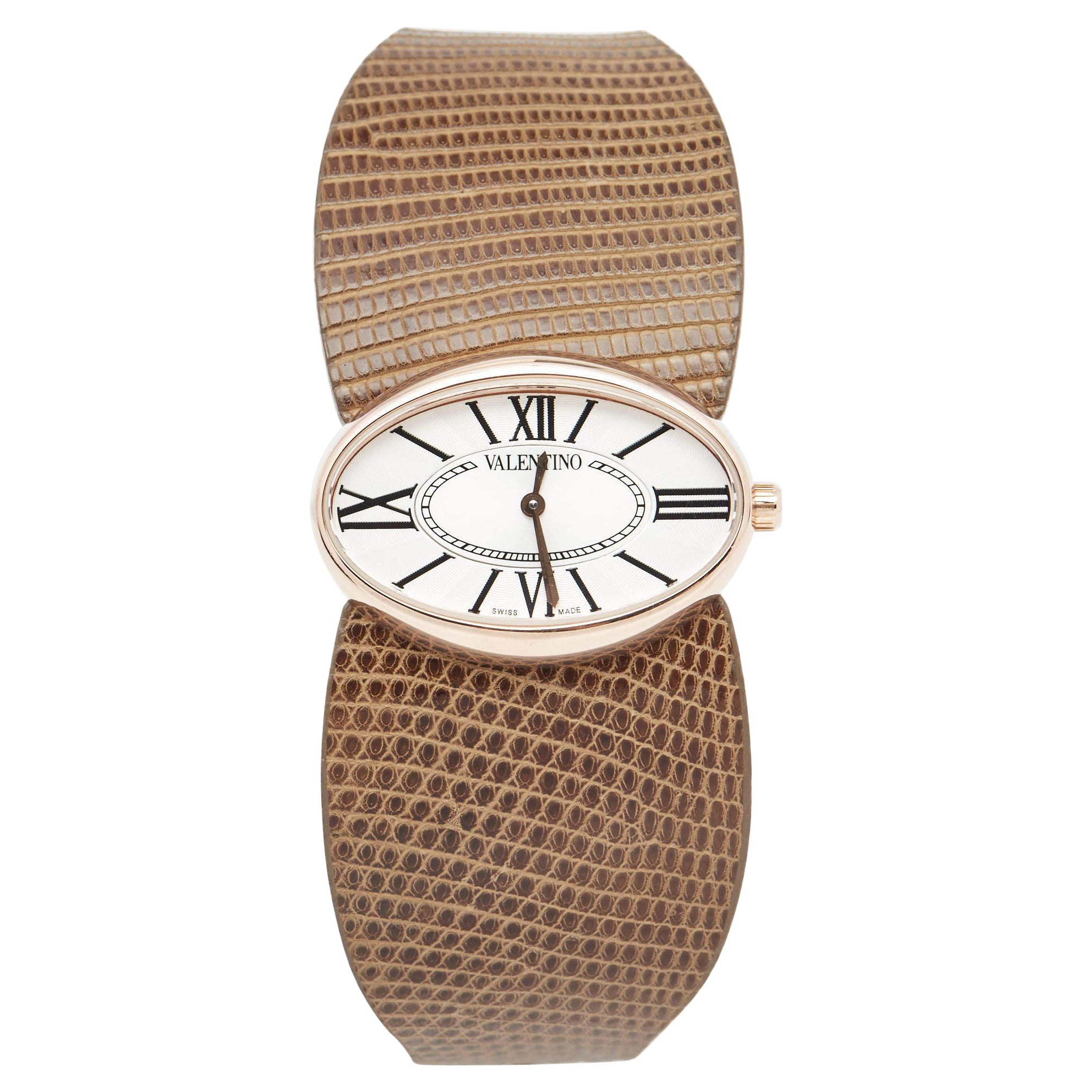 Valentino Gold Plated Stainless Lizard Leather Seduction Women's Wristwatch 36mm