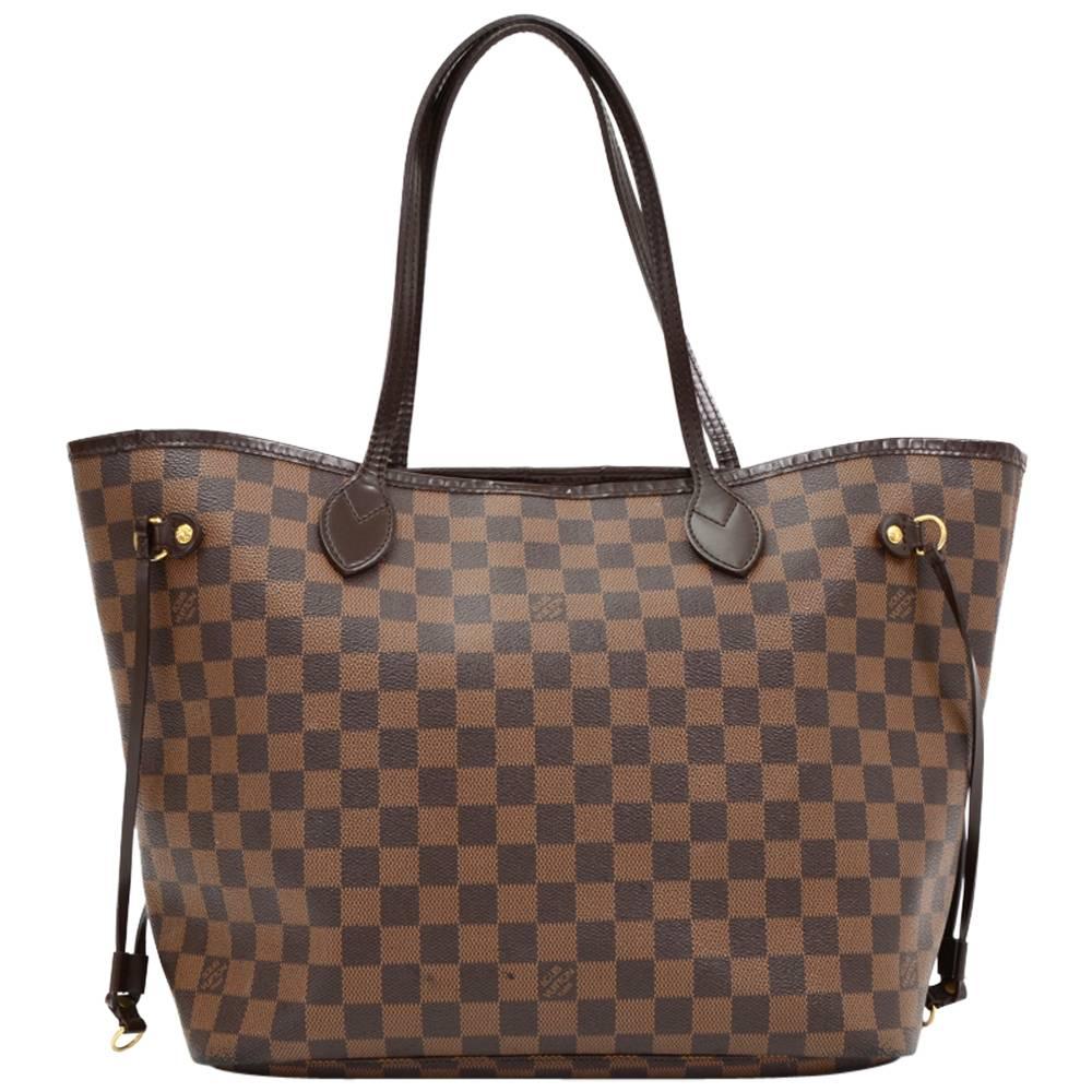 Louis Vuitton Neverfull MM Ebene Damier Canvas Shoulder Tote Bag