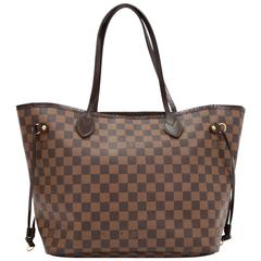 Used Louis Vuitton Neverfull MM Ebene Damier Canvas Shoulder Tote Bag