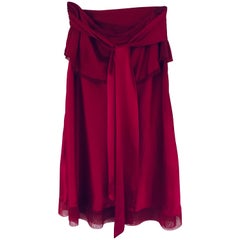 Marc Jacobs Collection Deep Red Silk Charmeuse Skirt