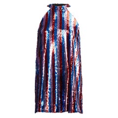 Halpern Women's Multicolour Striped Sequin Halter Neck Dress