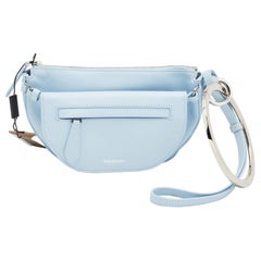 Burberry Light Blue Leather Mini Double Olympia Clutch Bag