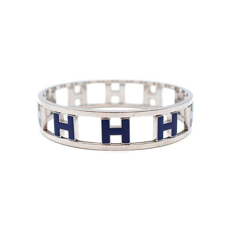 Hermes blue enamel Rondo bracelet For Sale