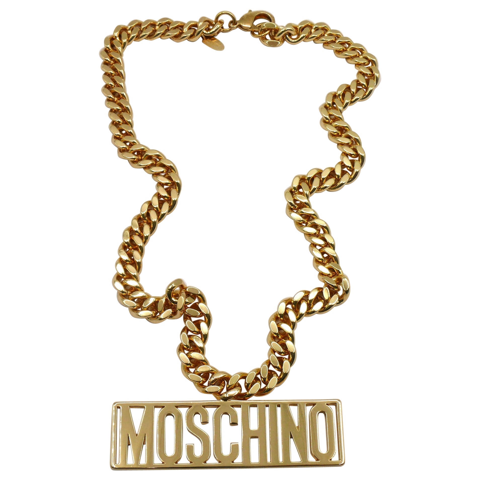 MOSCHINO by JEREMY SCOTT Rectangular Logo Pendant Necklace, Autumn/Winter 2014 For Sale