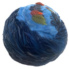 Vintage 1950s Blue Feathered Hat