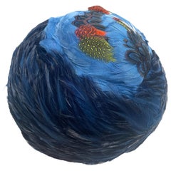 Cappello con piume blu anni '50