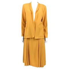 Dior Wool Crepe Pleated Skirt Ensemble - 1970s 1
